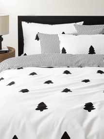 Dubbelzijdige flanellen dekbedovertrek Noan met kerstboommotief