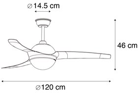 Moderne Plafondventilator met lamp zwart met smoke bladen - Bora 52 Modern E27 rond Binnenverlichting Lamp