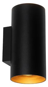 Smart wandlamp zwart met goud 2-lichts incl. Wifi GU10 - Sab