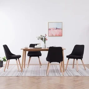 vidaXL Eetkamerstoelen 4 st stof zwart