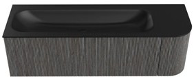Mondiaz Kurve 145cm badmeubel ronding rechts shadow met 1 lade en deur en wastafel big large links zonder kraangat urban