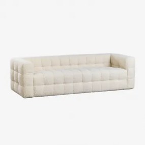 Harriet 4-zits Schapenvachtbank Chenille Crème Beige - Sklum