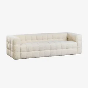 Harriet 4-zits Schapenvachtbank Chenille Crème Beige - Sklum