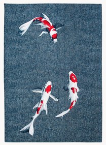 Platgeweven jacquard vloerkleed Koi