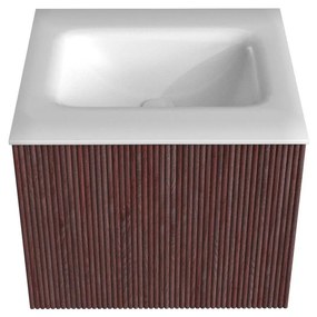 Mondiaz Kurve 50cm badmeubel ruby met 1 lade en wastafel grunne midden zonder kraangat