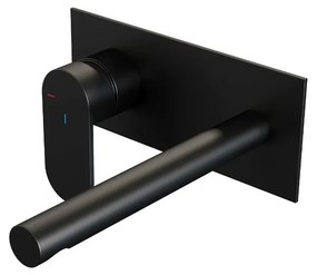 Brauer Black Edition ColdStart wastafelkraan inbouw rechte uitloop met achterplaat model C2 zwart mat