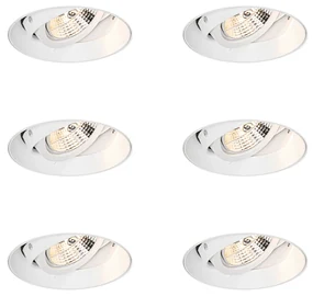 Set van 6 Moderne inbouwspot wit GU10 AR70 rond trimless - Oneon GU10 Binnenverlichting Lamp