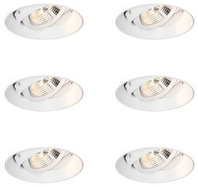 Set van 6 Moderne inbouwspot wit GU10 AR70 rond trimless - Oneon
