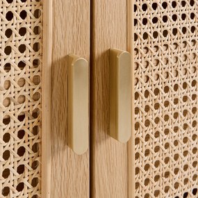 2-deurs servieskast in eikenfineer en riet, MATHEO