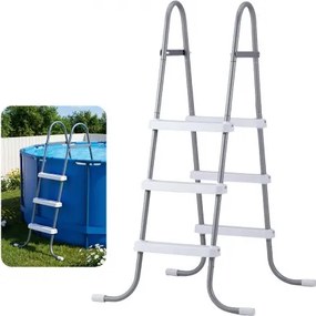 VEVOR Zwembadtrap van koolstofstaal, draagvermogen 136 kg, A-frame instaptrap, veiligheidstrap voor bovengrondse zwembaden met een diepte tot 106,7 cm, antislip instaphulp met 3 treden, grijs en wit