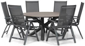 Tuinset Ronde Tuintafel 6 personen 150 cm Aluminium/Textileen /Aluminium/textileen Grijs Presto Vasto/Ancona