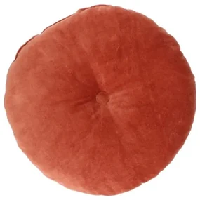 Velours kussen, bio-katoen, terra, rond