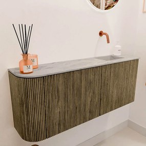 Mondiaz Joya DLux 100cm toiletmeubel ronding links dusk met wastafel faye rechts zonder kraangat glace