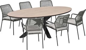 Garden Impressions Natas tuinset grijs 7-delig - Tulli tuintafel ovaal 220x115 cm