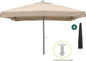Parasol Shadowline Java | Inclusief hoes | Vierkant | 400x400cm | Met draaihendel | Bruin | Kees Smit Tuinmeubelen