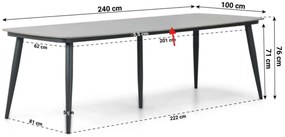 Tuinset 6 personen 240 cm Aluminium/wicker Grijs Coco Olivine/Vienna