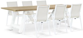 Tuinset 6 personen 260 cm Aluminium/textileen Wit Lifestyle Garden Furniture Fiora/Florence