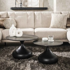 Ronde Salontafelset Keramiek Look - 60 X 60cm.