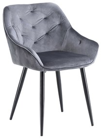 stoel K487, grijs - modern, doorgestikt, glamour, voor salon, eetkamer, VELVET