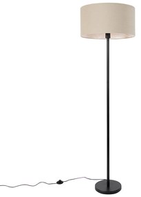 Vloerlamp zwart met kap licht bruin 50 cm - Simplo Design, Modern E27 rond Binnenverlichting Lamp