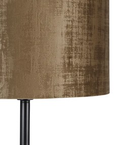 Stoffen Klassieke vloerlamp zwart kap bruin 40 cm - Simplo Modern E27 Binnenverlichting Lamp