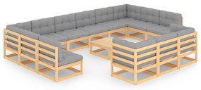 vidaXL 14-delige Loungeset met kussens massief grenenhout