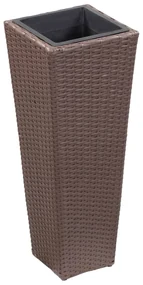 vidaXL Plantenbak verhoogd 30x30x80 cm poly rattan bruin