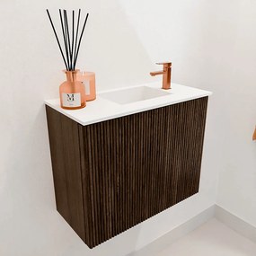 Mondiaz Joya 50cm toiletmeubel walnut met wastafel faye rechts 1 kraangat talc