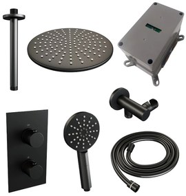 Brauer Black Edition complete inbouw regendouche met 3 standen handdouche, plafondarm en hoofddouche 30cm set 36 zwart mat