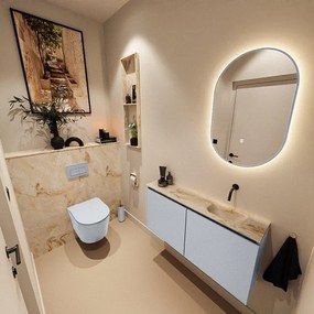 MONDIAZ TURE-DLUX 100cm toiletmeubel Clay. EDEN wastafel Frappe positie rechts. Zonder kraangat. TUREDX100CLAR0FRA