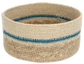 Mandje naturel, zeegras, blauw,Ø16 cm