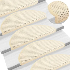 vidaXL Trapmatten zelfklevend 15 st sisal-look 65x25 cm crèmekleurig