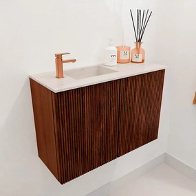 Mondiaz Joya DLux 60cm toiletmeubel ruby met wastafel faye links 1 kraangat meli