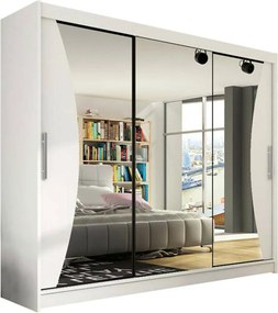 Kledingkast Closico 120, Wit, 215x250x58cm, 184 kg, Kledingkast deuren: Schuivend, Aantal planken: 9, Aantal planken: 9