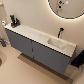 Mondiaz Ture DLux toiletmeubel 120cm dark grey met wastafel ostra rechts zonder kraangat