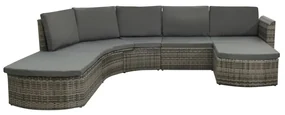 vidaXL 4-delige Loungeset met kussens poly rattan grijs