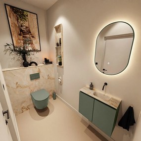 Mondiaz Ture DLux toiletmeubel 60cm army met wastafel frappe rechts zonder kraangat