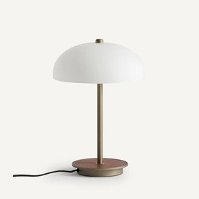 Bureaulamp in glas, metaal en simili, Beaudouin
