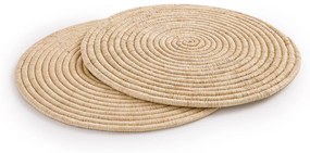 Set van 2 placemats in gevlochten raffia, Tibou