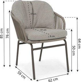 Tuinset 8 personen 280 cm Rope Taupe Coco Livo/Livo