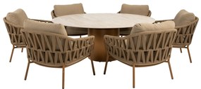 Colorado Biarritz low dining tuinset 160xH69 cm rond 7 delig keramiek amber 4 Seasons Outdoor