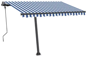 vidaXL Luifel vrijstaand automatisch 300x250 cm blauw en wit