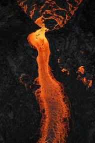 Foto Drone image looking down on a lava river, Iceland, Abstract Aerial Art, (26.7 x 40 cm)