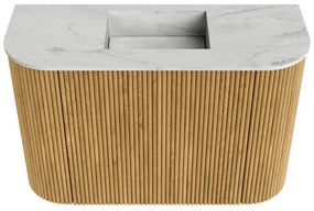 Mondiaz Joya DLux 65cm toiletmeubel ronding links/rechts oak met wastafel faye midden zonder kraangat opalo