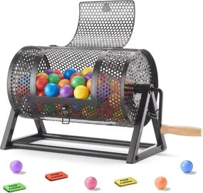 VEVOR lottrommel, 295xØ167mm, lottrommel met een capaciteit van 2500 loten of 100 lotballen, lottrommel met slinger en driehoekige standaard, voor evenementen en feesten, zwart