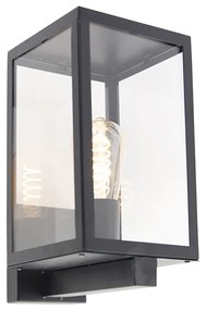 Moderne buiten wandlamp zwart met glas 30 cm - Rotterdam