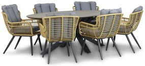 Tuinset 6 personen 220 cm Wicker/Aluminium/Aluminium/wicker Taupe Coco Azzano/Matara