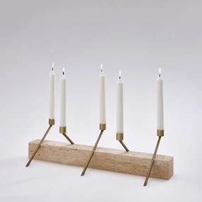 Travertijnen kandelaar, hoogte 21,3 cm, SEBASTIANO