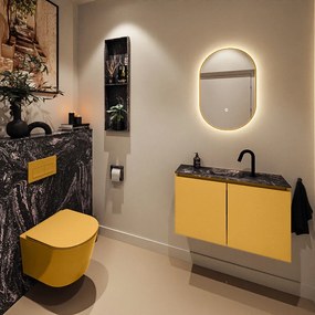 Mondiaz Ture DLux toiletmeubel 80cm ocher met wastafel lava midden met kraangat