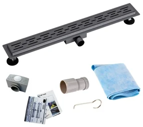 Sanigoods Nura douchegoot met flens 100cm gunmetal - verouderd ijzer